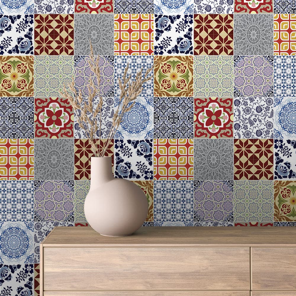 Vintage Folk Patchwork Tile wallpaper TILE 0016 – room view