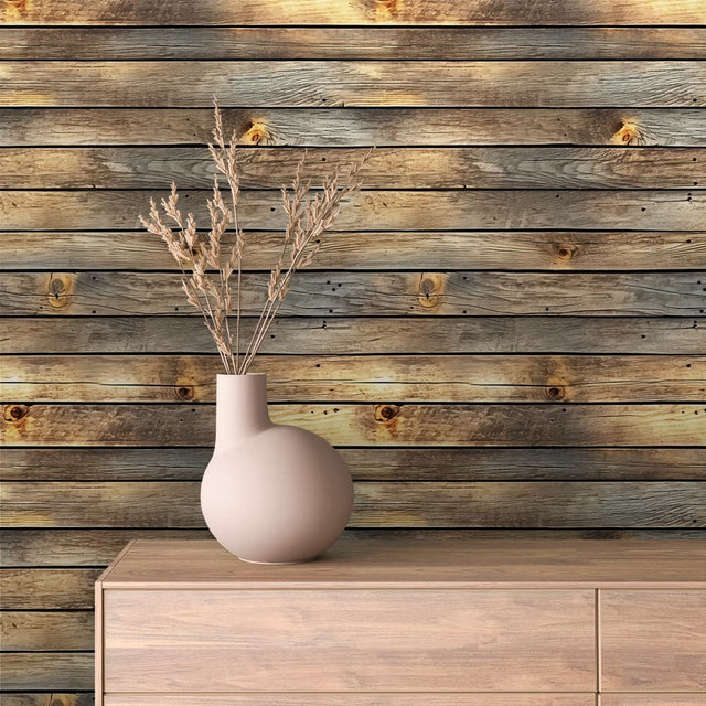 WOOD 0010 – Vintage Natural Wood Plank Wallpaper