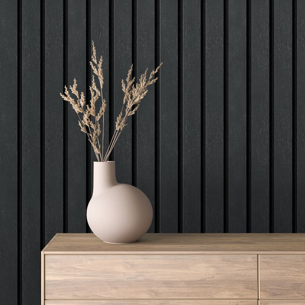 WOOD 0062 – Charcoal Grey Wood Slat Wallpaper