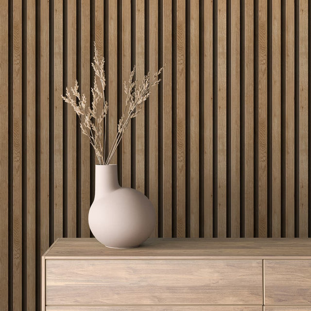 WOOD 0064 – Natural Oak Narrow Slat Wallpaper