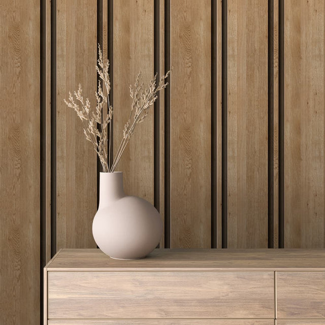 WOOD 0066 – Warm Beige Wood Panel Wallpaper