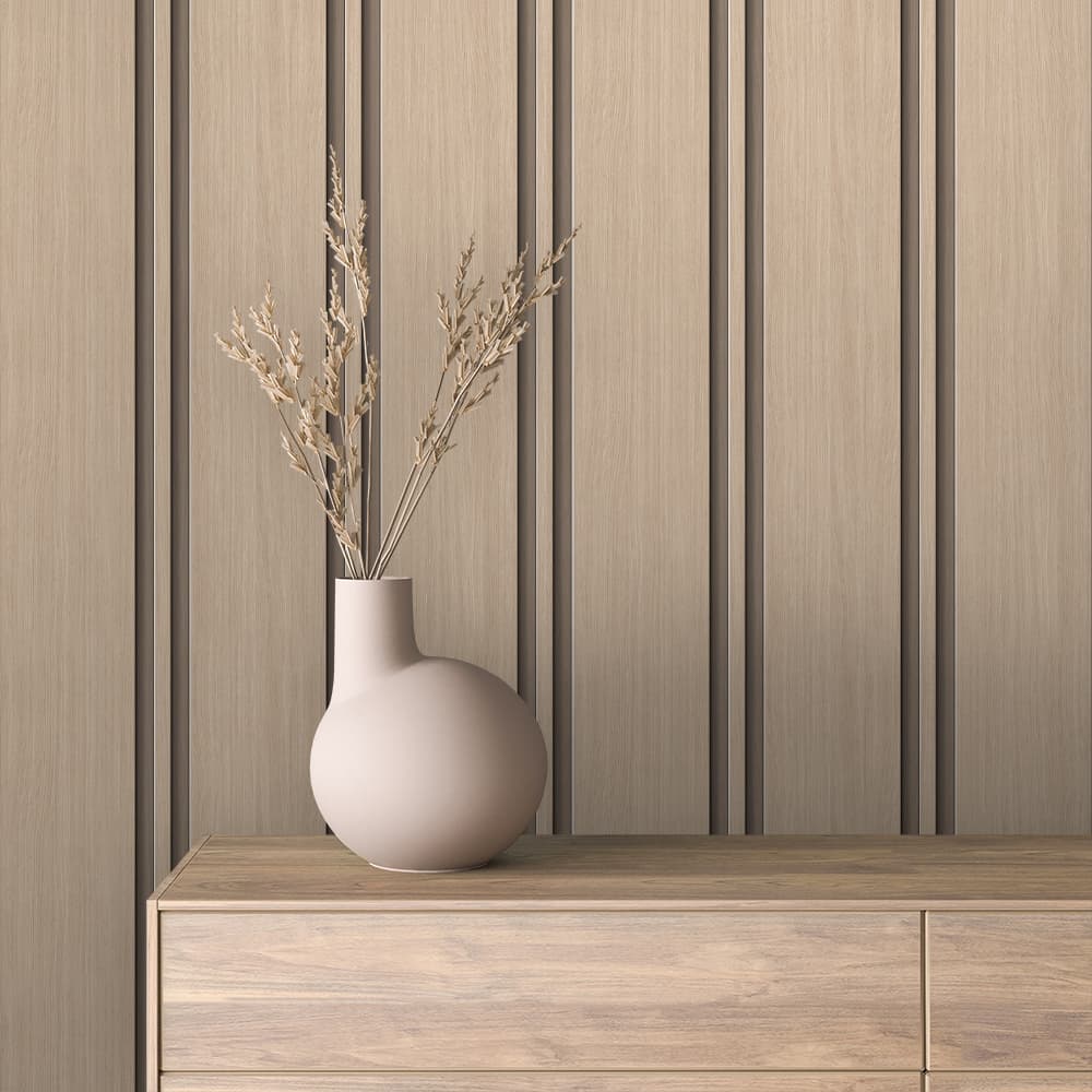 WOOD 0078 – Cream Oak Wood Slat Wallpaper