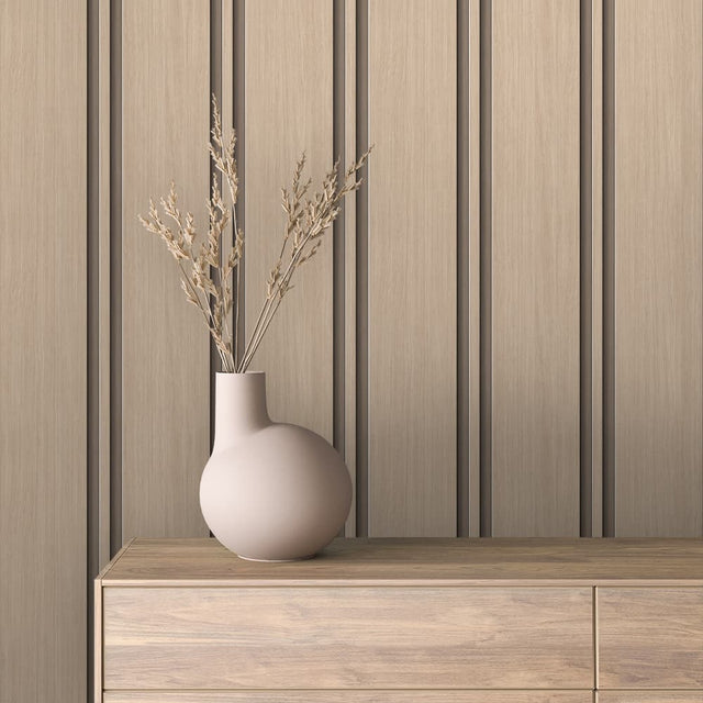 WOOD 0078 – Cream Oak Wood Slat Wallpaper