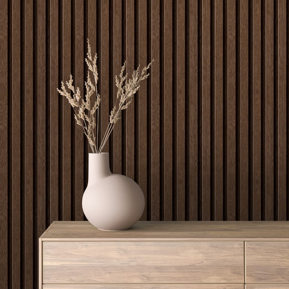 WOOD 0079 – Dark Walnut Wood Slat Wallpaper