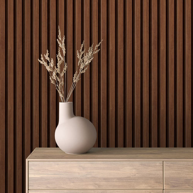 WOOD 0082 – Warm Walnut Wood Slat Wallpaper