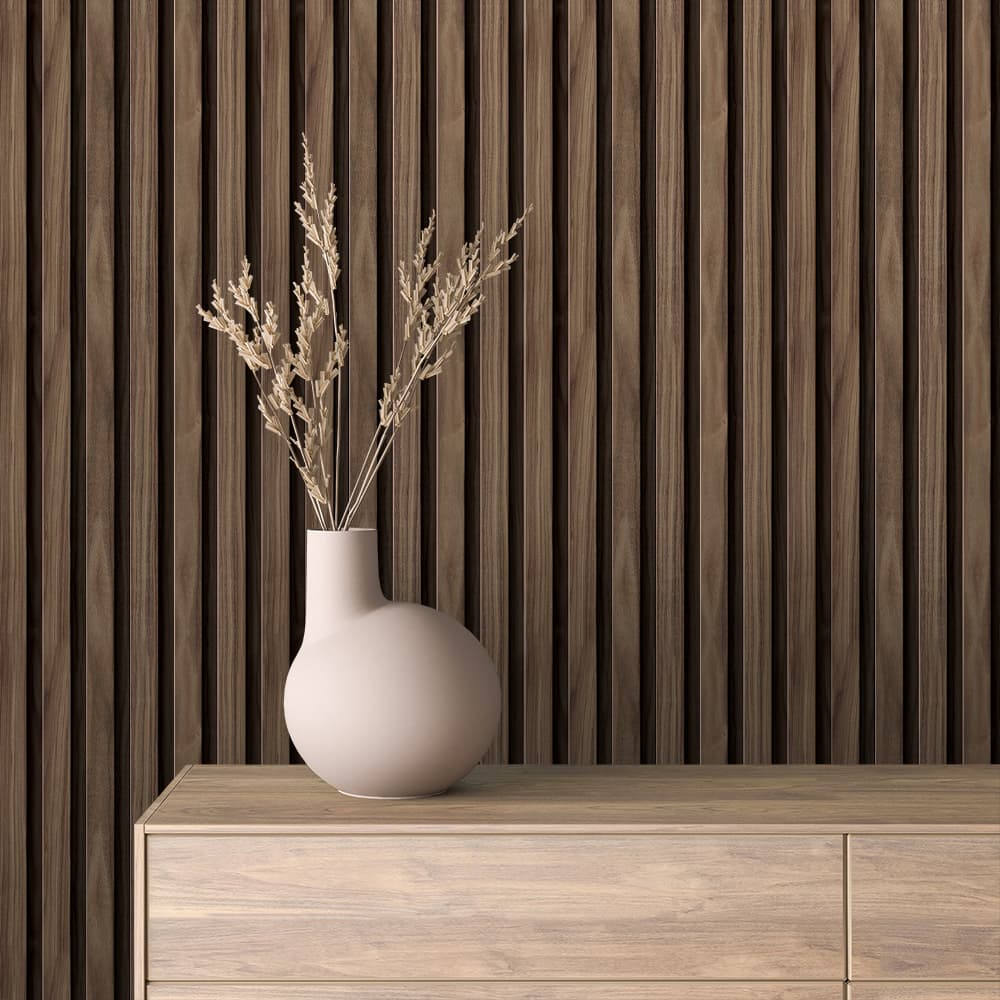 WOOD 0085 – Smoked Oak Wood Slat Wallpaper