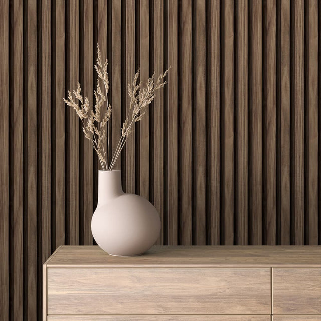 WOOD 0085 – Smoked Oak Wood Slat Wallpaper