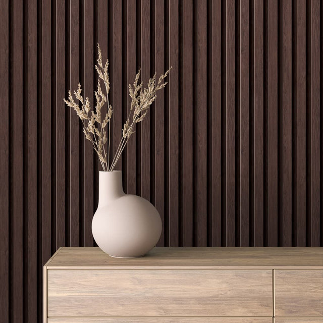 WOOD 0091 – Dark Mahogany Wood Slat Wallpaper