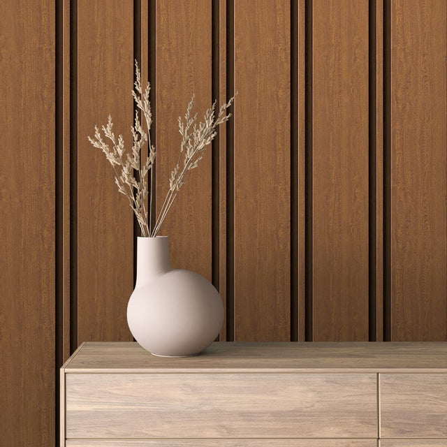 WOOD 0096 – Deep Oak Wood Slat Wallpaper