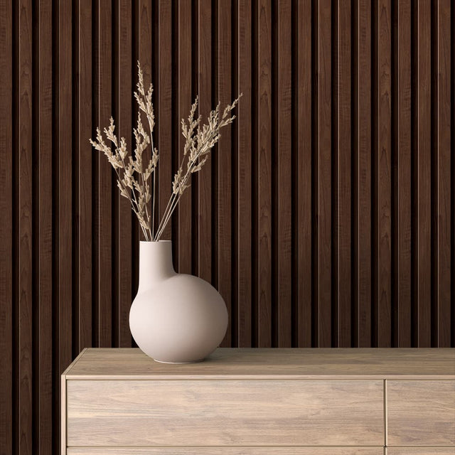 WOOD 0097 – Warm Teak Wood Slat Wallpaper